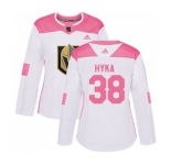Women Adidas Vegas Golden Knights #38 Tomas Hyka Authentic White Pink Fashion NHL Jersey
