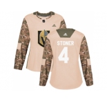 Women Adidas Vegas Golden Knights #4 Clayton Stoner Camo Authentic 2017 Veterans Day Stitched NHL Jersey