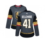 Women Adidas Vegas Golden Knights #41 Pierre-Edouard Bellemare Authentic Gray Home NHL Jersey