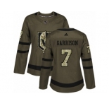 Women Adidas Vegas Golden Knights #7 Jason Garrison Authentic Green Salute to Service NHL Jersey