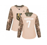 Women Adidas Vegas Golden Knights #7 Jason Garrison Camo Authentic 2017 Veterans Day Stitched NHL Jersey