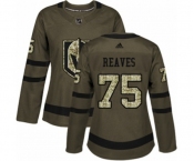 Women Adidas Vegas Golden Knights #75 Ryan Reaves Authentic Green Salute to Service NHL Jersey