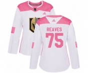 Women Adidas Vegas Golden Knights #75 Ryan Reaves Authentic White Pink Fashion NHL Jersey