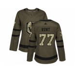 Women Adidas Vegas Golden Knights #77 Brad Hunt Authentic Green Salute to Service NHL Jersey