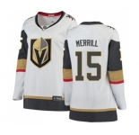 Women Vegas Golden Knights #15 Jon Merrill Authentic White Away Fanatics Branded Breakaway NHL Jersey
