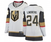 Women Vegas Golden Knights #24 Oscar Lindberg Authentic White Away Fanatics Branded Breakaway NHL Jersey