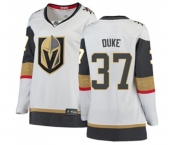 Women Vegas Golden Knights #37 Reid Duke Authentic White Away Fanatics Branded Breakaway NHL Jersey