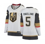 Women Vegas Golden Knights #5 Deryk Engelland Authentic White Away Fanatics Branded Breakaway NHL Jersey