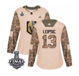 Women's Adidas Vegas Golden Knights #13 Brendan Leipsic Authentic Camo Veterans Day Practice 2018 Stanley Cup Final NHL Jersey
