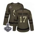 Women's Adidas Vegas Golden Knights #17 Vegas Strong Authentic Green Salute to Service 2018 Stanley Cup Final NHL Jersey
