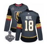 Women's Adidas Vegas Golden Knights #18 James Neal Authentic Gray Home 2018 Stanley Cup Final NHL Jersey