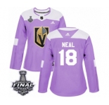 Women's Adidas Vegas Golden Knights #18 James Neal Authentic Purple Fights Cancer Practice 2018 Stanley Cup Final NHL Jersey