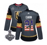 Women's Adidas Vegas Golden Knights #21 Cody Eakin Authentic Gray USA Flag Fashion 2018 Stanley Cup Final NHL Jersey