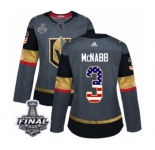 Women's Adidas Vegas Golden Knights #3 Brayden McNabb Authentic Gray USA Flag Fashion 2018 Stanley Cup Final NHL Jersey
