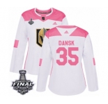 Women's Adidas Vegas Golden Knights #35 Oscar Dansk Authentic White-Pink Fashion 2018 Stanley Cup Final NHL Jersey