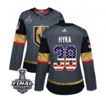 Women's Adidas Vegas Golden Knights #38 Tomas Hyka Authentic Gray USA Flag Fashion 2018 Stanley Cup Final NHL Jersey