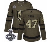 Women's Adidas Vegas Golden Knights #47 Luca Sbisa Authentic Green Salute to Service 2018 Stanley Cup Final NHL Jersey