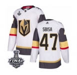 Women's Adidas Vegas Golden Knights #47 Luca Sbisa Authentic White Away 2018 Stanley Cup Final NHL Jersey