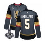 Women's Adidas Vegas Golden Knights #5 Deryk Engelland Authentic Gray Home 2018 Stanley Cup Final NHL Jersey