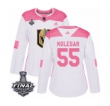 Women's Adidas Vegas Golden Knights #55 Keegan Kolesar Authentic White-Pink Fashion 2018 Stanley Cup Final NHL Jersey