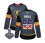 Women's Adidas Vegas Golden Knights #56 Erik Haula Authentic Gray USA Flag Fashion 2018 Stanley Cup Final NHL Jersey