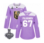 Women's Adidas Vegas Golden Knights #67 Teemu Pulkkinen Authentic Purple Fights Cancer Practice 2018 Stanley Cup Final NHL Jersey