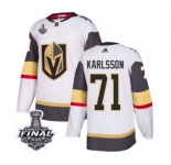Women's Adidas Vegas Golden Knights #71 William Karlsson Authentic White Away 2018 Stanley Cup Final NHL Jersey