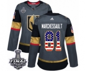 Women's Adidas Vegas Golden Knights #81 Jonathan Marchessault Authentic Gray USA Flag Fashion 2018 Stanley Cup Final NHL Jersey