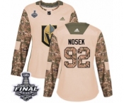 Women's Adidas Vegas Golden Knights #92 Tomas Nosek Authentic Camo Veterans Day Practice 2018 Stanley Cup Final NHL Jersey