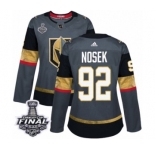 Women's Adidas Vegas Golden Knights #92 Tomas Nosek Authentic Gray Home 2018 Stanley Cup Final NHL Jersey