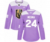 Women's Vegas Golden Knights #24 Jaycob Megna Authentic Purple Fights Cancer Practice Hockey Jersey