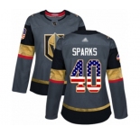 Women's Vegas Golden Knights #40 Garret Sparks Authentic Gray USA Flag Fashion Hockey Jersey