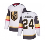 Youth Adidas Vegas Golden Knights #24 Oscar Lindberg Authentic White Away NHL Jersey