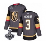 Youth Adidas Vegas Golden Knights #3 Brayden McNabb Authentic Gray Home 2018 Stanley Cup Final NHL Jersey