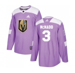 Youth Adidas Vegas Golden Knights #3 Brayden McNabb Authentic Purple Fights Cancer Practice NHL Jersey