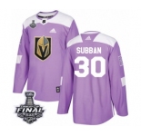 Youth Adidas Vegas Golden Knights #30 Malcolm Subban Authentic Purple Fights Cancer Practice 2018 Stanley Cup Final NHL Jersey