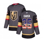 Youth Adidas Vegas Golden Knights #35 Oscar Dansk Authentic Gray USA Flag Fashion NHL Jersey