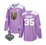 Youth Adidas Vegas Golden Knights #35 Oscar Dansk Authentic Purple Fights Cancer Practice 2018 Stanley Cup Final NHL Jersey