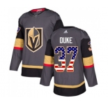 Youth Adidas Vegas Golden Knights #37 Reid Duke Authentic Gray USA Flag Fashion NHL Jersey