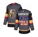 Youth Adidas Vegas Golden Knights #40 Ryan Carpenter Authentic Gray USA Flag Fashion NHL Jersey