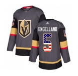 Youth Adidas Vegas Golden Knights #5 Deryk Engelland Authentic Gray USA Flag Fashion NHL Jersey