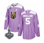 Youth Adidas Vegas Golden Knights #5 Deryk Engelland Authentic Purple Fights Cancer Practice 2018 Stanley Cup Final NHL Jersey
