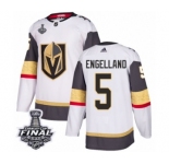 Youth Adidas Vegas Golden Knights #5 Deryk Engelland Authentic White Away 2018 Stanley Cup Final NHL Jersey