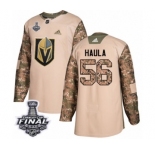 Youth Adidas Vegas Golden Knights #56 Erik Haula Authentic Camo Veterans Day Practice 2018 Stanley Cup Final NHL Jersey