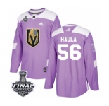Youth Adidas Vegas Golden Knights #56 Erik Haula Authentic Purple Fights Cancer Practice 2018 Stanley Cup Final NHL Jersey