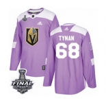 Youth Adidas Vegas Golden Knights #68 T.J. Tynan Authentic Purple Fights Cancer Practice 2018 Stanley Cup Final NHL Jersey