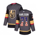 Youth Adidas Vegas Golden Knights #71 William Karlsson Authentic Gray USA Flag Fashion NHL Jersey