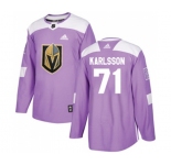 Youth Adidas Vegas Golden Knights #71 William Karlsson Authentic Purple Fights Cancer Practice NHL Jersey