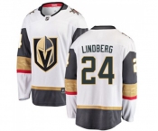 Youth Vegas Golden Knights #24 Oscar Lindberg Authentic White Away Fanatics Branded Breakaway NHL Jersey