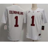 Men's Alabama Crimson Tide #1 Ryan Alexander Coleman-Williams Jr White F.U.S.E 2026 Stitched Football Jersey